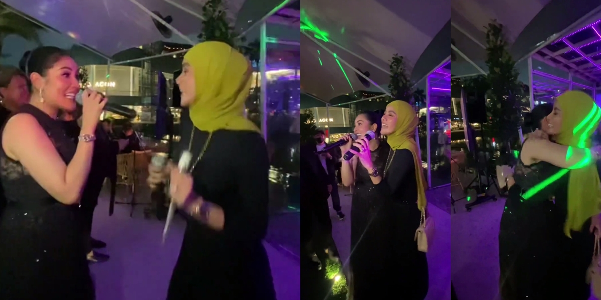 Once Feuding, 8 Pictures of Olla Ramlan and Nindy Ayunda Singing Together at a Friend's Birthday, Harmonious and Warm Hug