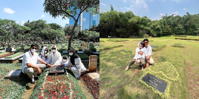 Already Become a Stepfather, Here are 7 Photos of Ibnu Jamil Visiting Ferry Wijaya's Grave with Ririn Ekawati's Children - Patiently Carrying and Strengthening the Little One