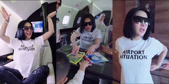 Syahrini and Family Fly to Singapore, Having Fun on the Private Jet