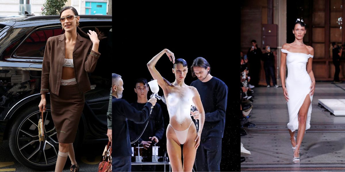 Bold and Stunning Appearance, 8 Photos of Bella Hadid Wearing a Spray-Painted Dress at Paris Fashion Week 2023