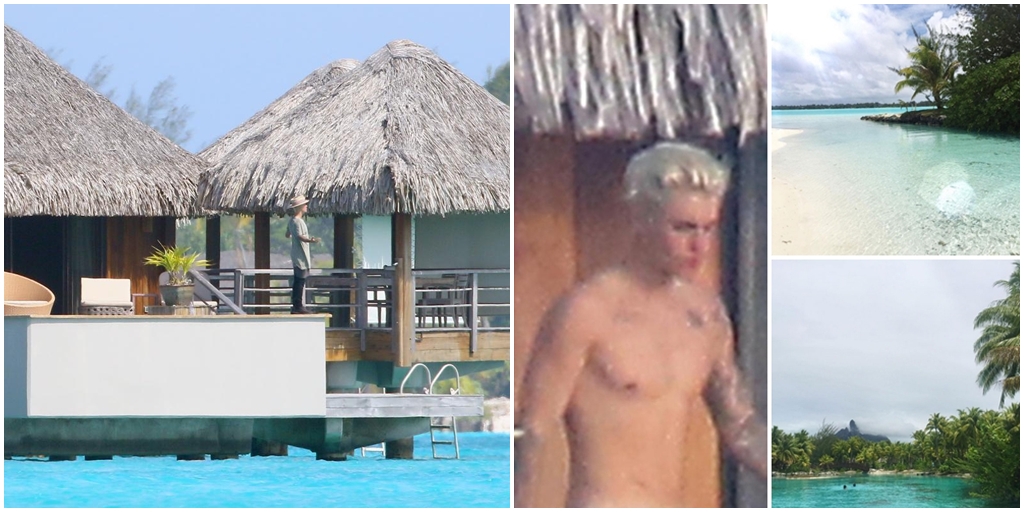 Justin tak menikmati indahnya alam Bora Bora sendirian. 