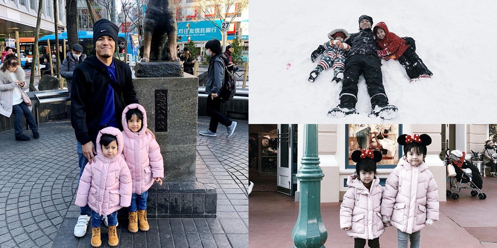 Without Natasha Rizky, Desta Invites His Two Daughters on Vacation to Japan