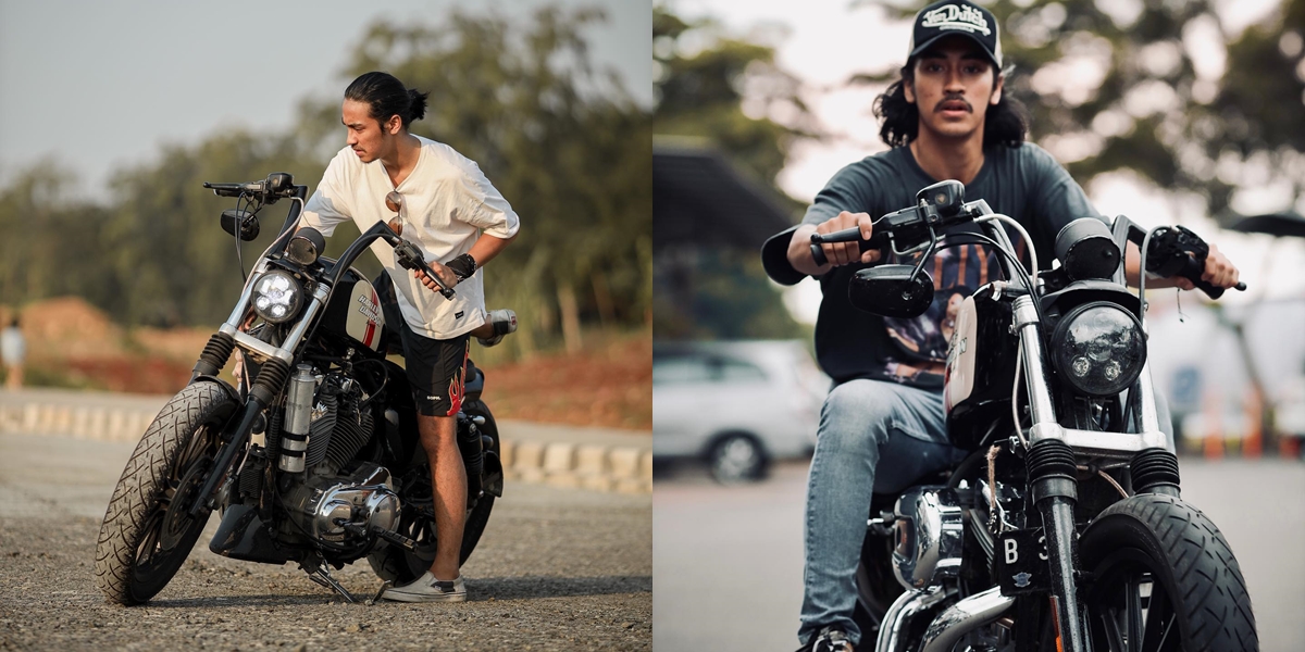 Pursue the Same Hobby as the Late Father, Portrait of Abidza Al Ghifari Looking Handsome While Riding a Motorcycle