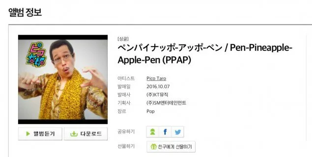 SM Entertainment tercatat sebagai label Piko Taro dalam Melon Chart. ©allkpop.com