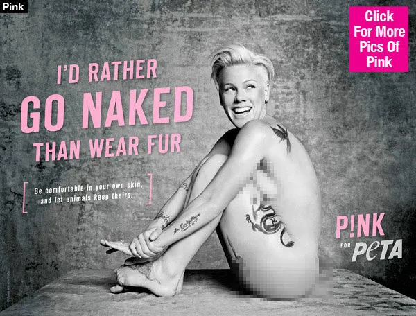 Pink rela ekspose tubuhnya demi lindungi bulu hewan © PETA