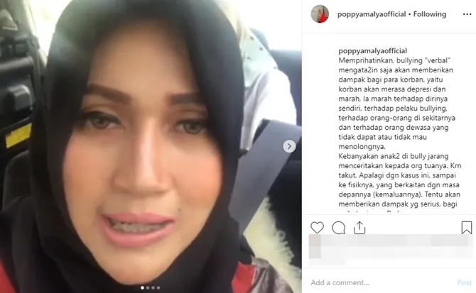 Poppy Amalya berikan dukungan pada Audrey  (credit: instagram.com/poppyamalyaofficial) diambil 10/4/2019 pukul 12.00