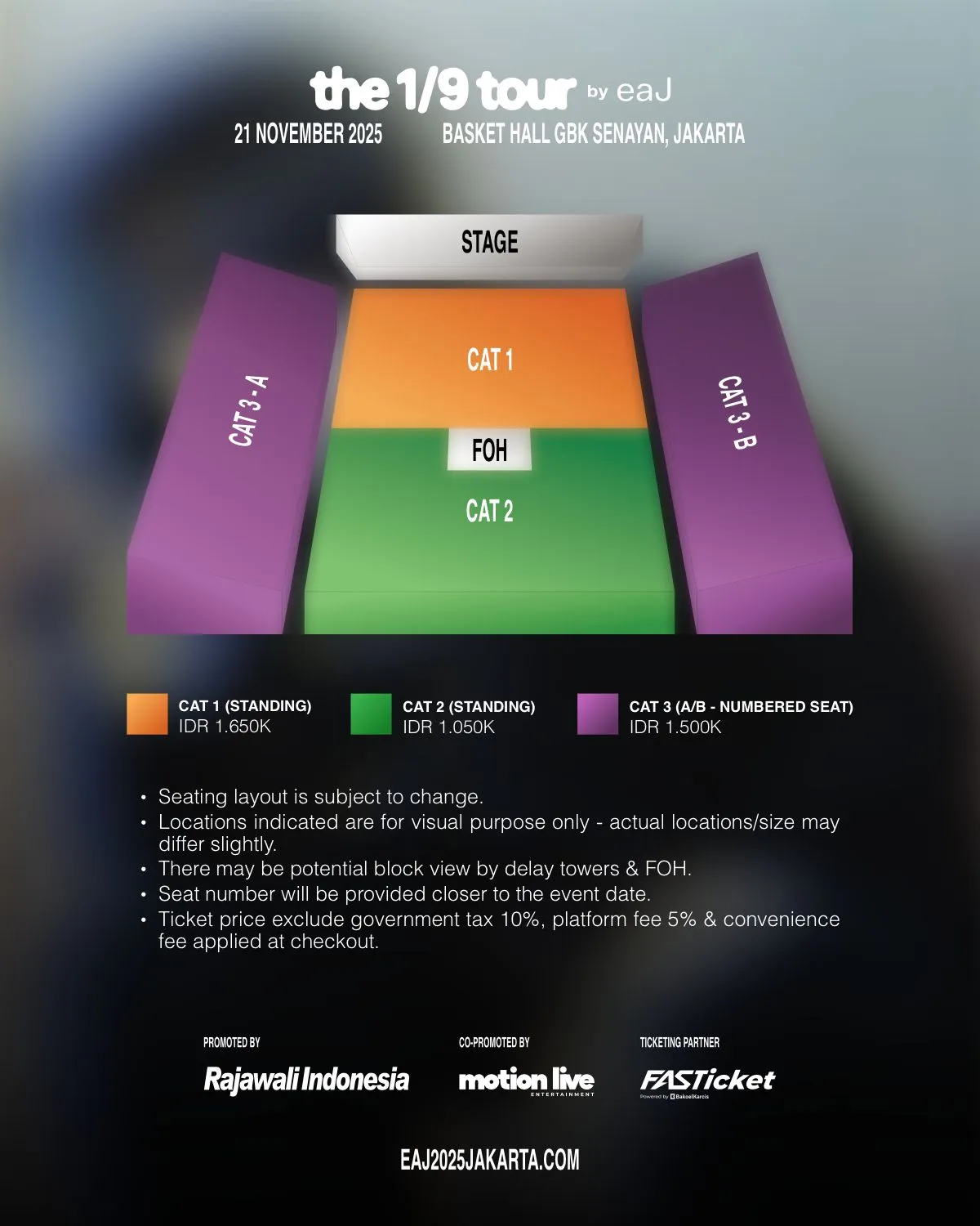 Seatplan dan harga tiket konser eaJ di Jakarta / credit: Rajawali Indonesia
