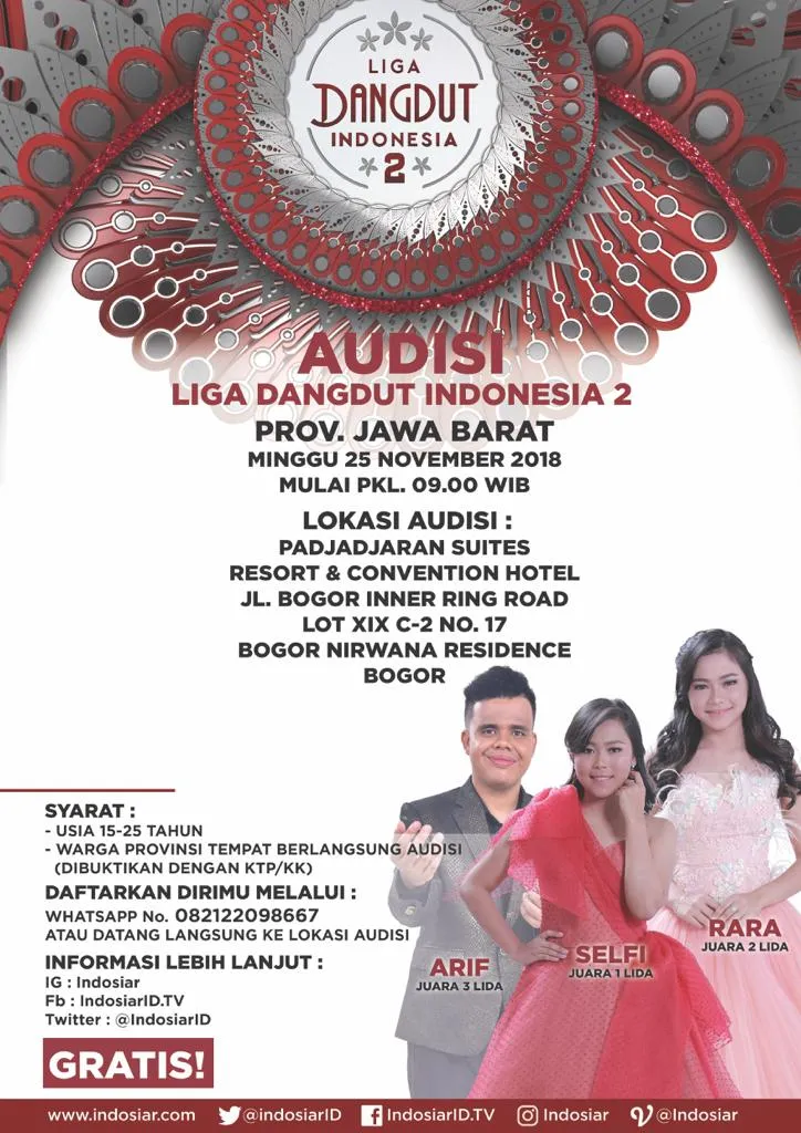 Jadwal audisi Liga Dangdut Indonesia 2 (LIDA 2) di Bogor © Indosiar