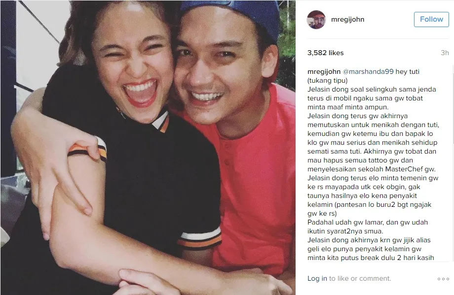 Postingan penuh amarah Egi John. ©instagram.com/mregijohn