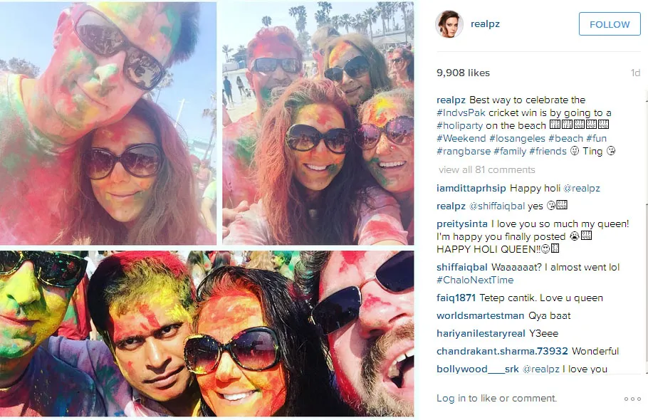 Preity pesta holi di LA bareng suami tercinta © Instagram.com/realpz