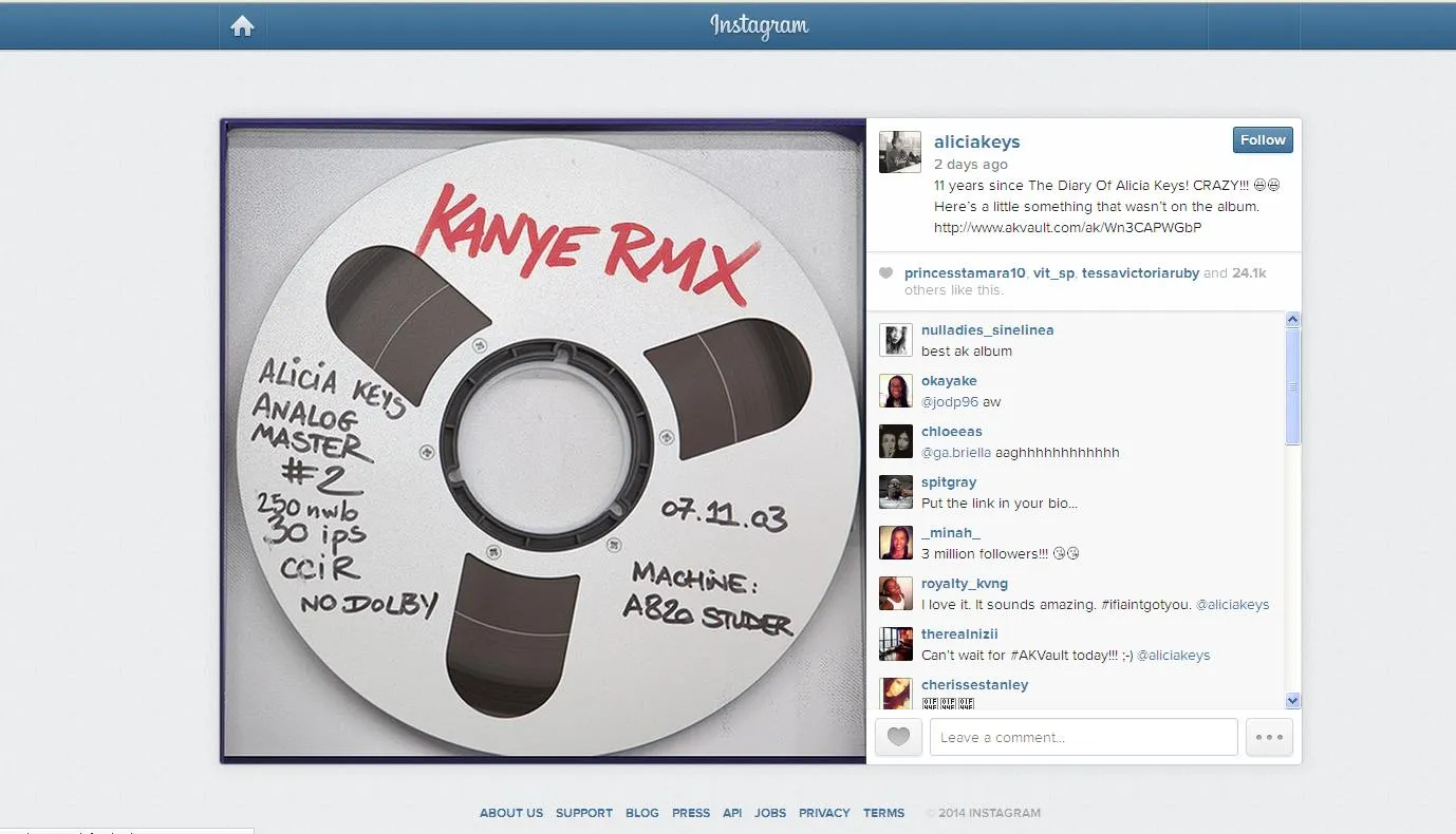 Alicia Keys ©Instagram.com/aliciakeys