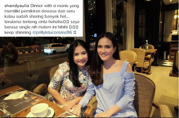 Shandy Aulia merasa cocok ngobrol dengan Prilly meski usianya jauh lebih muda. ©Instagram/shandyaulia