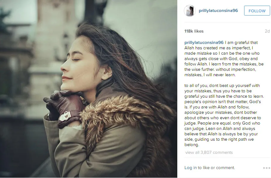 Prilly merasa bersyukur atas kasusnya kemarin © Instagram.com/prillylatuconsina96