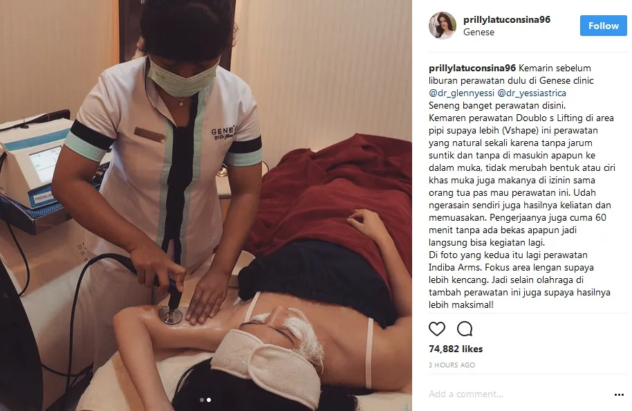 Selain perawatan, Prilly juga rajin melakukan olahraga. Biar lebih hasilnya lebih maksimal! /©instagram.com/prillylatuconsina96