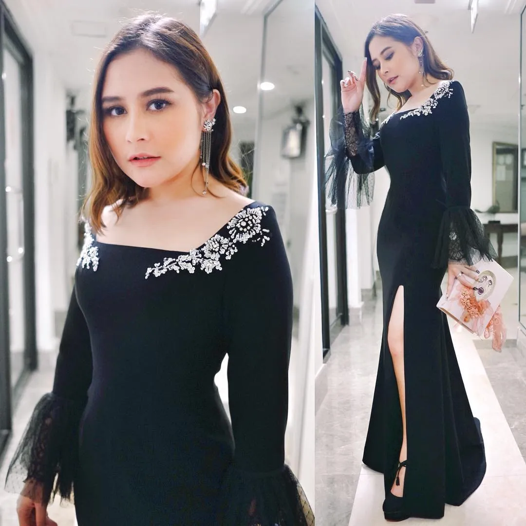 Penampilan glamor Prilly dengan bantuan Stylist dan MUA. Credit: via instagram.com/bubahalfian