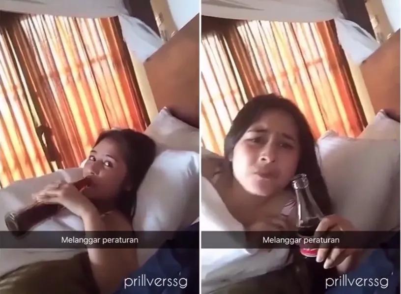 Prilly tak nyaman momen di balik selimut diambil dalam video. ©instagram.com/prillverssg