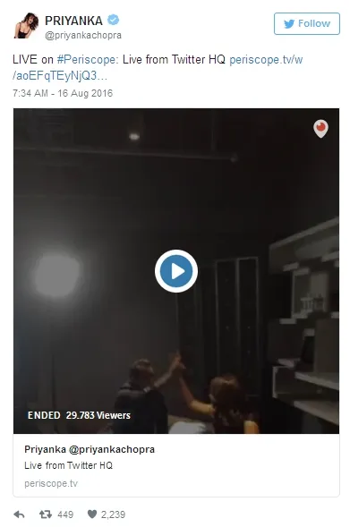 Priyanka Chopra tak pakai jasa admin untuk akun pribadinya ©twitter/priyankachopra