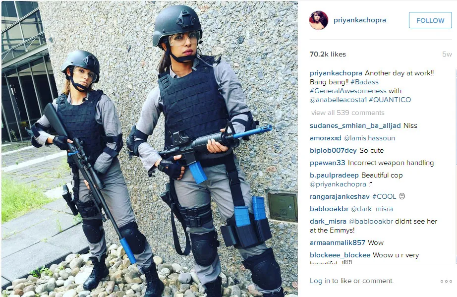 Ini dia aksi Priyanka Chopra dalam serial TV Amerika 'Quantico' © Instagram.com/priyankachopra