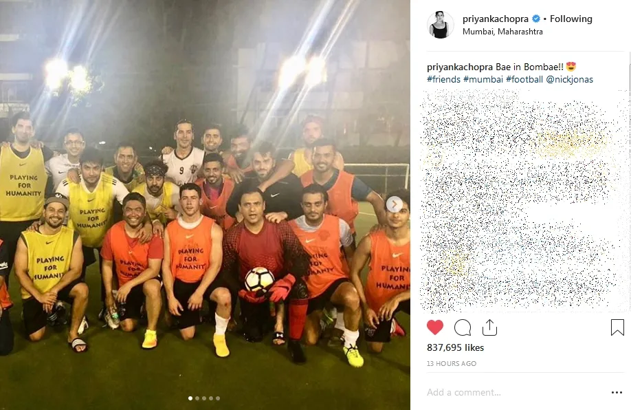 Nick Jonas bertanding sepakbola dengan banyak bintang ternama India ©instagram/priyankachopra (diakses pada Senin (1/10) pukul 11.15 WIB.)