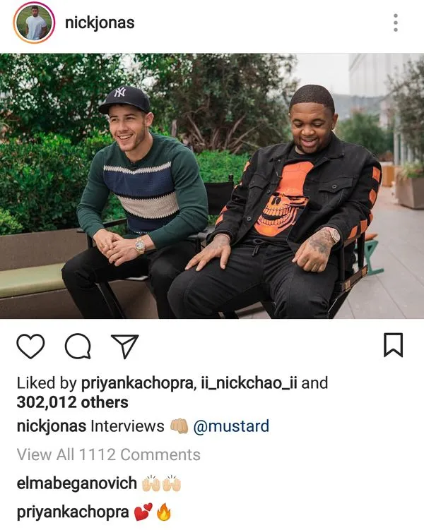 Priyanka dukung Nick dengan emoticon love ©instagram/nickjonas