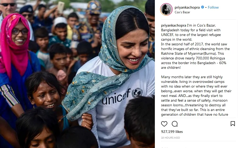 Dari pernikahan Harry - Meghan, Priyanka Chopra terbang ke Bangladesh ©instagram/priyankachopra
