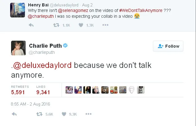 Jawaban Charlie Puth justru mengundang misteri © Twitter.com/charlieputh