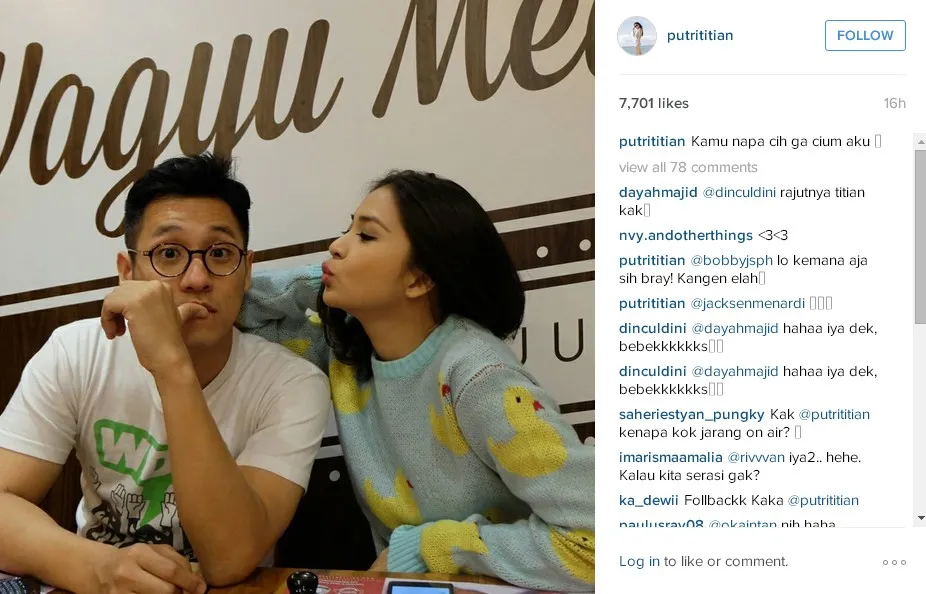 Momen romantis saat Putri minta dicium sang pacar © instagram.com/putrititian