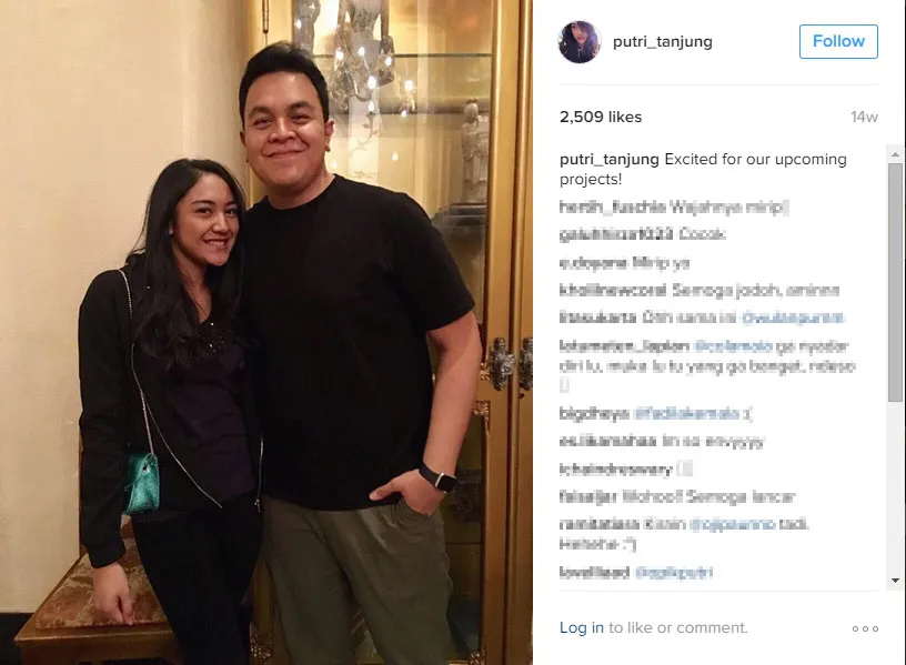 Foto Tulus bersama Putri Tanjung © Instagram.com/putri_tanjung