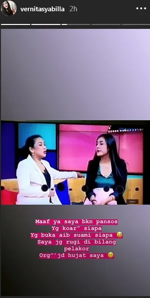 Vernita balas sindiran pansos ©instagram/vernitasyabilla