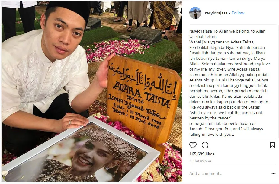 Rasyid Rajasa menuliskan pesan perpisahan untuk mendiang istrinya. © Instagram.com/rasyidrajasa