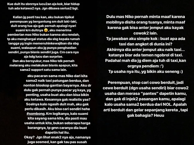 Klarifikasi Rachel Vennya terkait kue uang pemberian Niko. © Instagram/rachelvennya