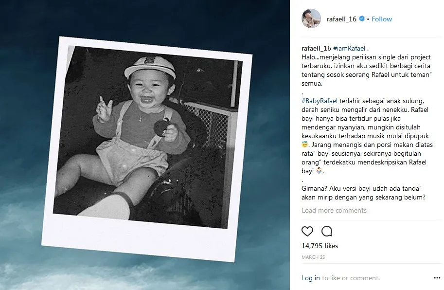 Rafael pamer foto masa kecilnya. Credit: instagram.com/rafaell_16