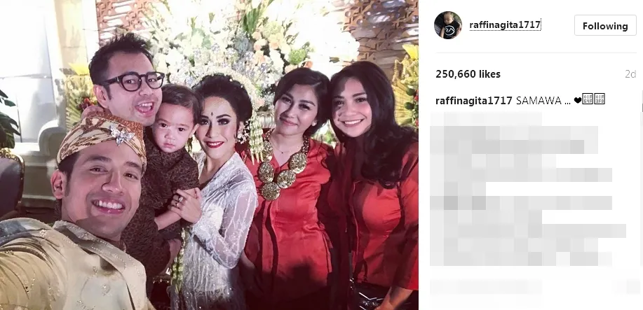 Raffi datang ke pernikahan Tarra dan Gya ©instagram/raffinagita1717