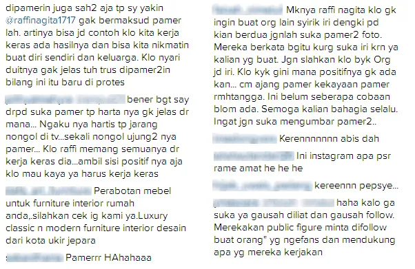 Perdebatan antar fans menanggapi postingan Raffi © Instagram.com/@Raffinagita1717