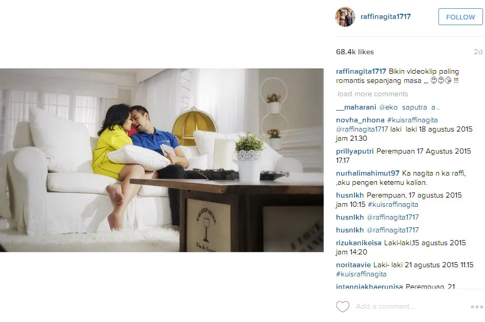 Raffi - Nagita bikin klip paling romantis @foto: Instagram/raffinagita1717