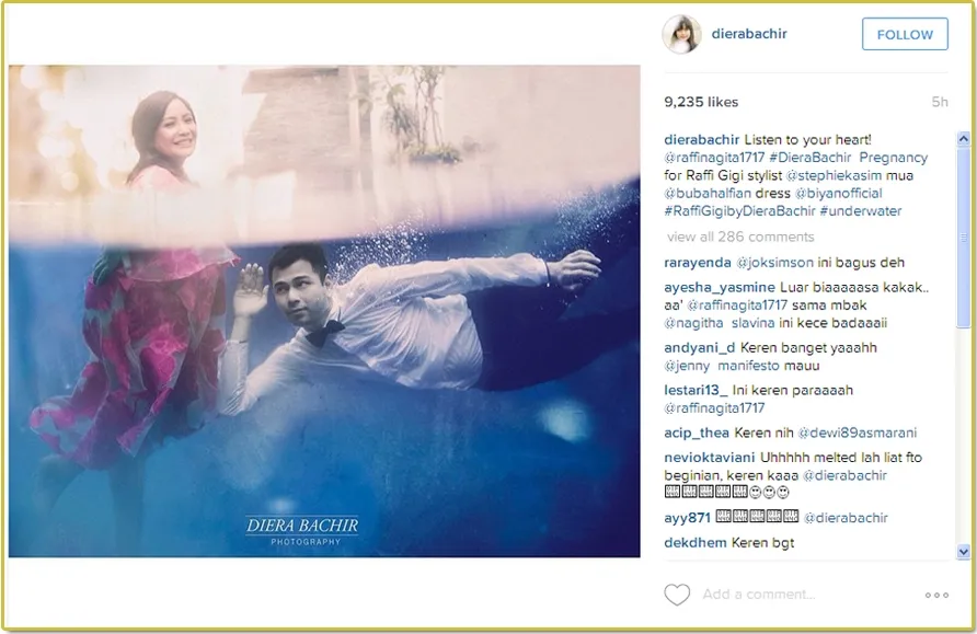 Foto pra-pregnancy Raffi - Gigi / © Diera Bachir Instagram