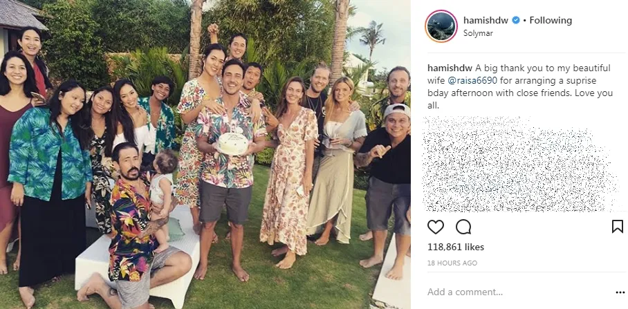 Hamish bahagia dapat kejutan dua kali dari Raisa ©instagram/hamishdw