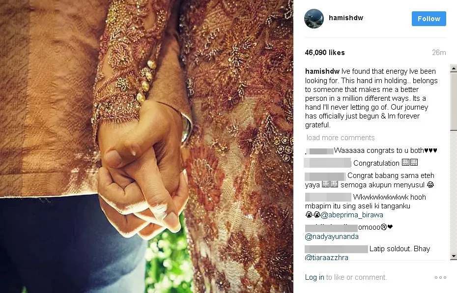 Hamish benarkan rumor tunangan dengan Raisa © instagram.com/hamishdw