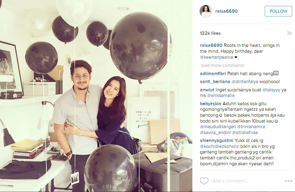 Raisa beri kejutan Keenan Pearce di hari ulang tahunnya © Instagram.com/raisa6690