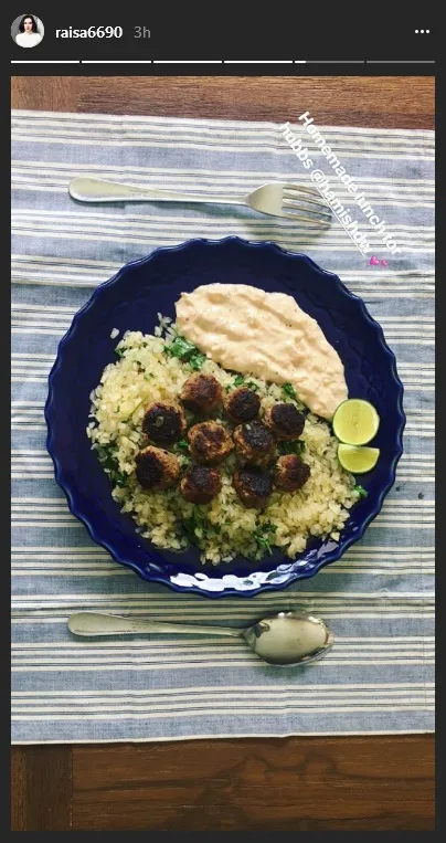 Raisa pamerkan menu makan siang masakannya untuk Hamish Daud. /©instagram.com/raisa6690