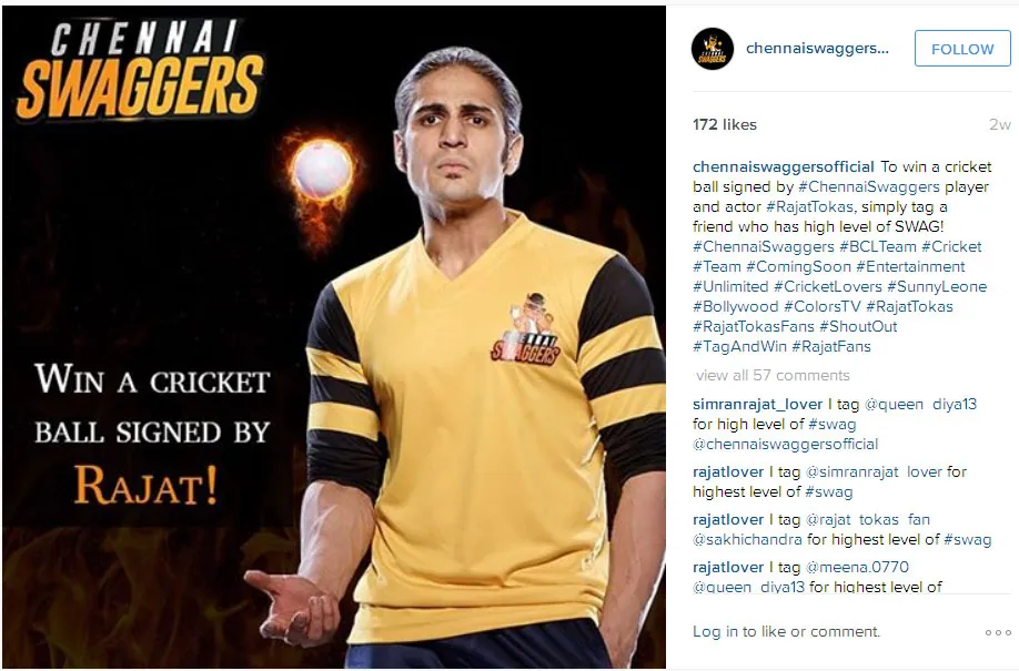Rajat tampil gagah dan macho sebagai pemain kriket © Instagram.com/chennaiswaggersofficial