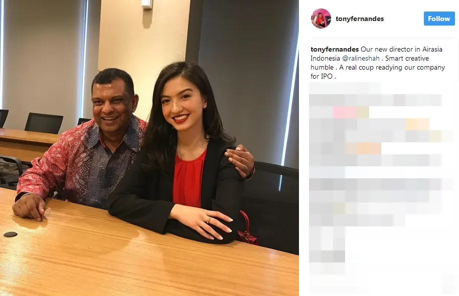 Raline Shah jadi direktur di AirAsia? ©instagram/tonyfernandes