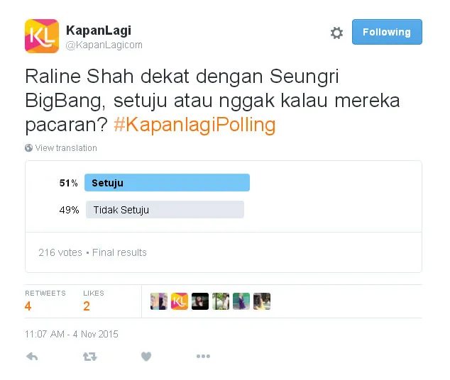 Fans banyak yang setuju Raline Shah dan Seungri Big Bang pacaran. ©KapanLagi.com