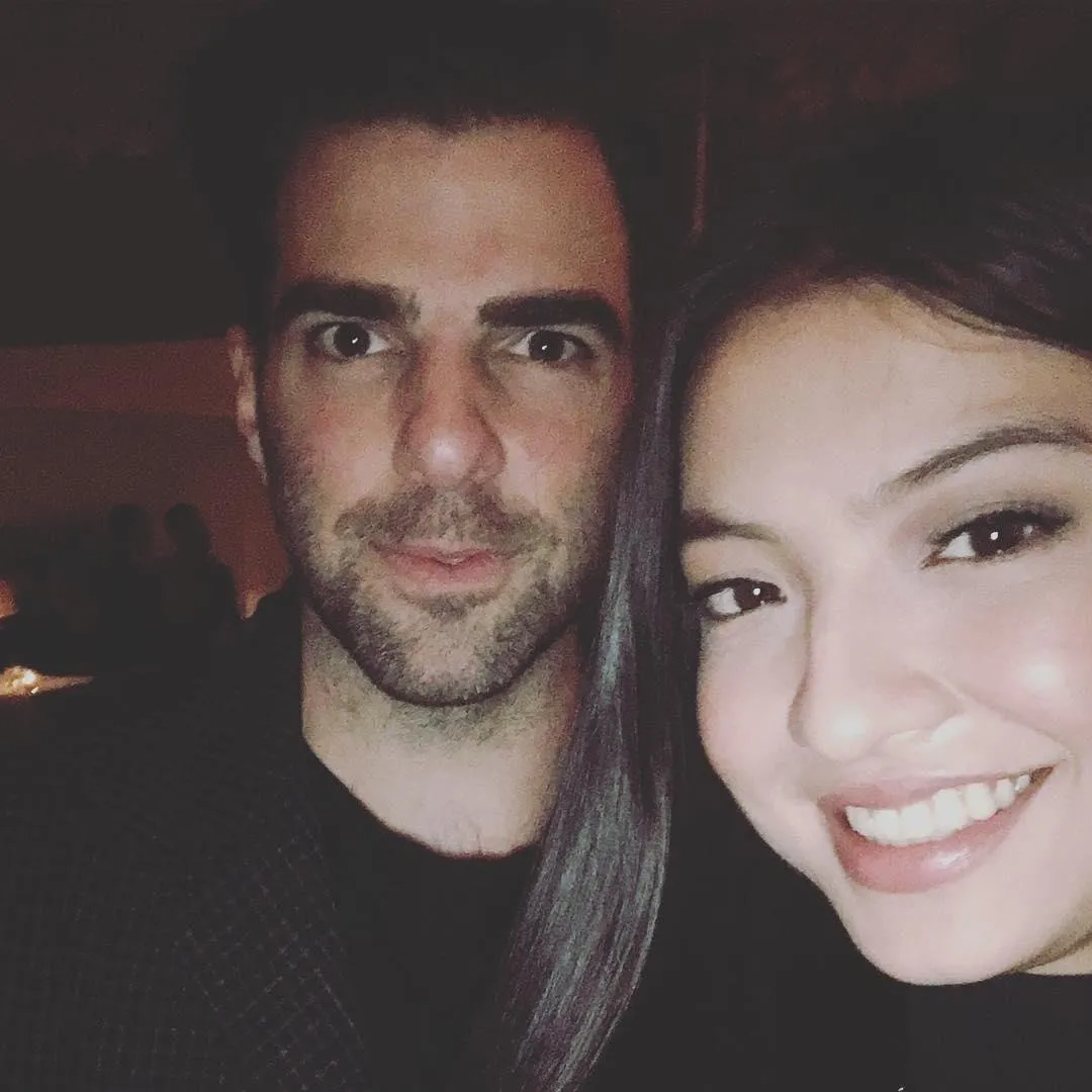 Sadar ada Zachary Quinto, Raline langsung minta foto! © instagram.com/ralineshah