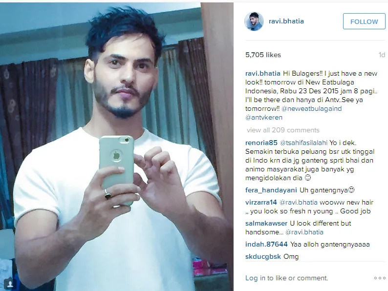 Ini dia gaya rambut baru Ravi Bhatia, makin ganteng kan? © Instagram.com/ravi.bhatia