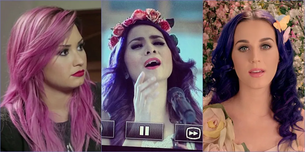 Rambut ungu Momo, Demi Lovato, dan Katy Perry