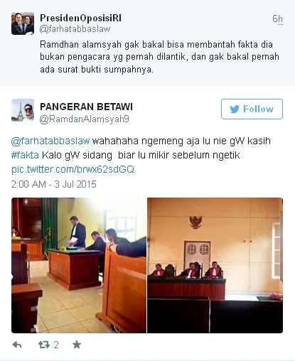 Tweet balasan Ramdan pada Farhat / © Twitter