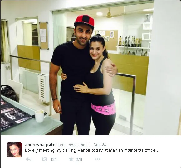 Ini dia potret kedekatan Ranbir dan Amisha saat tak sengaja bertemu © Twitter.com/ameesha_patel