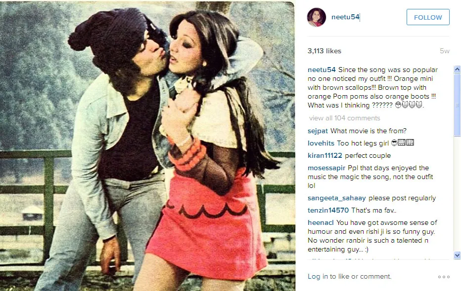 Ini dia foto jadul dan retro Rishi dan Neetu, mesra kan? © Instagram.com/neetu54