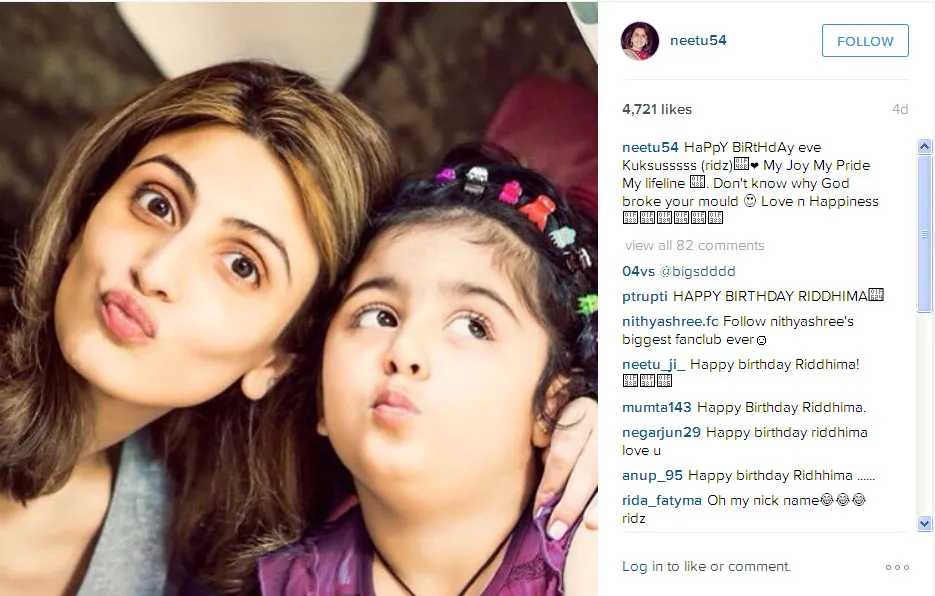 Ini dia pose muka bebek Riddhima dan Samara © Instagram.com/neetu54